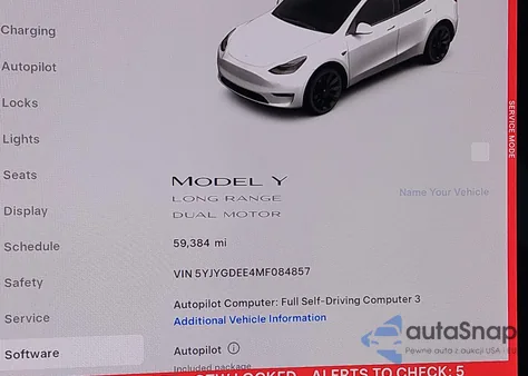 2021 Tesla Model Y Long Range Dual Motor All-Wheel Drive z USA, uszkodzony, nr VIN 5YJYGDEE4MF084857